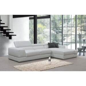 Pella Mini - White Leather Right Facing Sectional Sofa