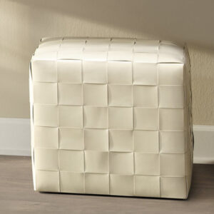 Woven Leather Cube Ottoman