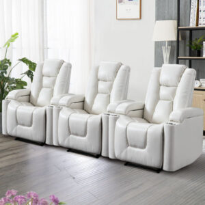 35'' Wide Overstuffed and Breathable Vegan Leather Power Recliner with Cup Holder