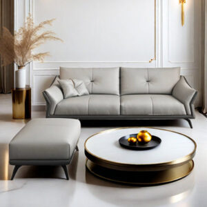 82.68'' Genuine Leather Flared Arm Sofa