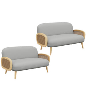 Artificial leather rattan sofa double bench