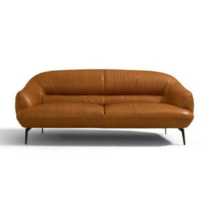 Catera 88'' Genuine Leather Recessed Arm Sofa
