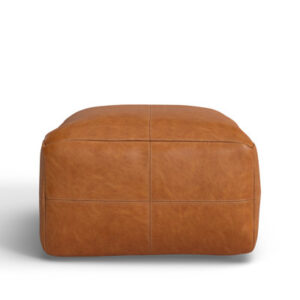 Cutler 24" Wide Genuine Leather Square Pouf Ottoman