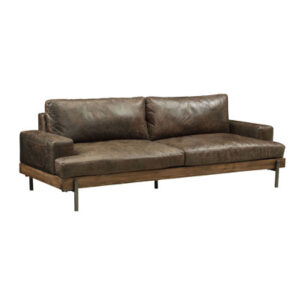 Humboldt Distress Chocolate 95.5'' Top Grain Leather Square Arm Sofa