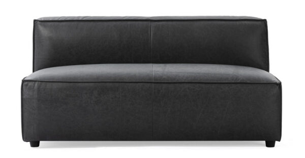 Soho 56" Armless Leather Sofa, Ebony