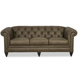 Taheem 88'' Genuine Leather Rolled Arms Chesterfield CAL117 Compliant Sofa
