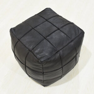 20" Wide Genuine Leather Square Pouf Ottoman