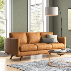 85" Full-Grain Genuine Italian Leather Square Arm Sofa