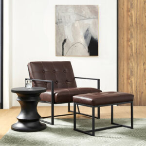 Buren Leather Armchair and Ottoman