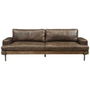 Cardone 95" Genuine Leather Recessed Arm Sofa