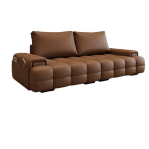 Italian Minimalist Large Straight Leather Sofa Genuine Leather Sofa
