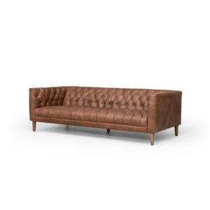 Jeasie 75'' Genuine Leather Tuxedo Arm Sofa