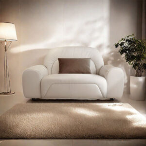 Modern Simple Room Cream Home In-line Sofa 53.14'' Genuine Leather Sofa
