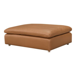 Nandrin Leather Square Ottoman in Brown