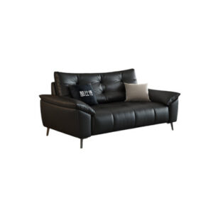 Puffs Row Three People Cloud Minimalist Sofa 74.80'' Genuine Leather Sofa