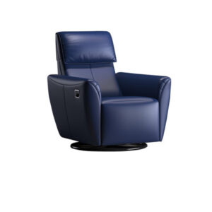 Sleek leather recliner with solid wood frame.