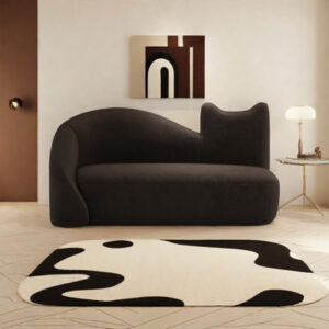 Small Cream-shaped Cat's Paw Leather Sofa Upholstered Sofa
