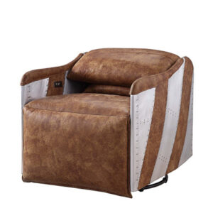 Top Grain Leather Swivel Power Recliner