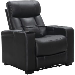 Abbyson Living 38" Polyurethane Leather Power Recliner - Black