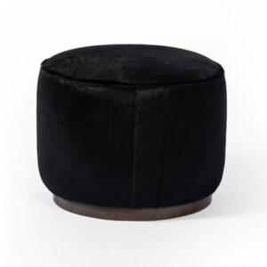 Acker 22" Wide Genuine Leather Round Footstool Ottoman