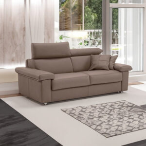 Amy 85" Italian Top Grain Leather Queen Sofa Bed with Memory Foam Mattress