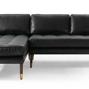Brando 83" Leather Sofa Sectional Left, Napoli Black