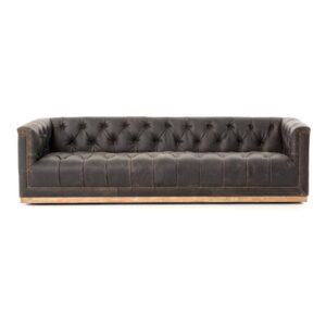 Byer 95" Genuine Leather Tuxedo Arm Sofa
