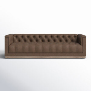 Byer 95'' Leather Tuxedo Arm Sofa
