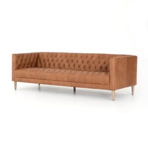 Dorina 90" Genuine Leather Tuxedo Arm Sofa
