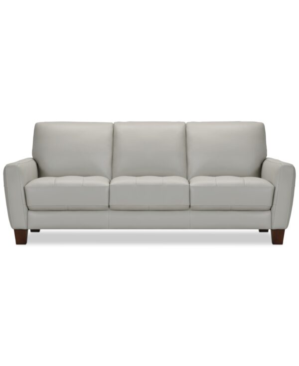 Galligher 82" Leather Sofa, Created for Macy's - Light Grey