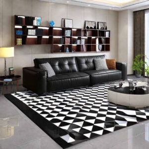 Italian Minimalist Living Room Straight Sofa 125.98'' Genuine Leather Sofa