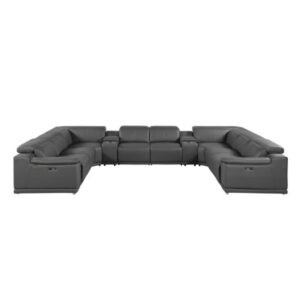 Leslye 10 Piece 4 Power Seat Top Grain Italian Leather Sectional