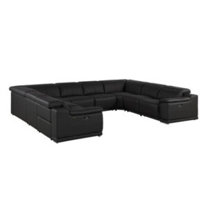 Lily 8 Piece 4 Power Top Grain Italian Leather Sectional