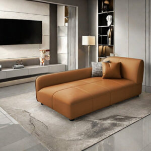 Modern Minimalist Sponge Filled Leather Recliner Upholstered Chaise Lounge