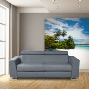 Monica 87" Italian Top Grain Leather Queen Sofa Bed with Memory Foam Mattress