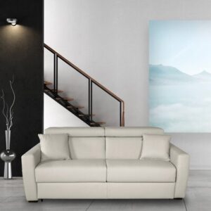 Paula 80" Italian Top Grain Leather Queen Sofa Bed with Memory Foam Mattress
