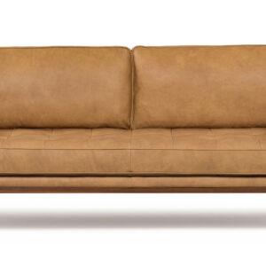 Woodrow Skandi 87" Leather Sofa, Walnut/Courier Tan