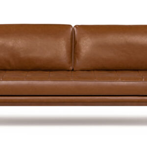 Woodrow Skandi 87" Leather Sofa, Walnut/Vegan Saddle