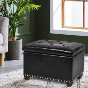 24'' Leather Storage Ottoman