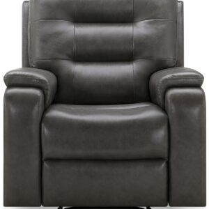 Abbyson Living Waylen 36.3" Top-Grain Leather Manual Recliner - Gray
