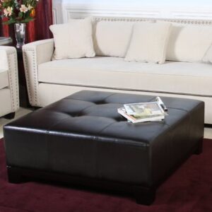 Afsheen Leather Tufted Cocktail Ottoman