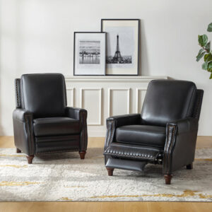 Annalya Genuine Leather Recliner with Nailhead Trim