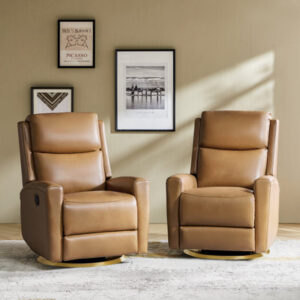 Aylesboro Genuine Leather Swivel Rocker Recliner
