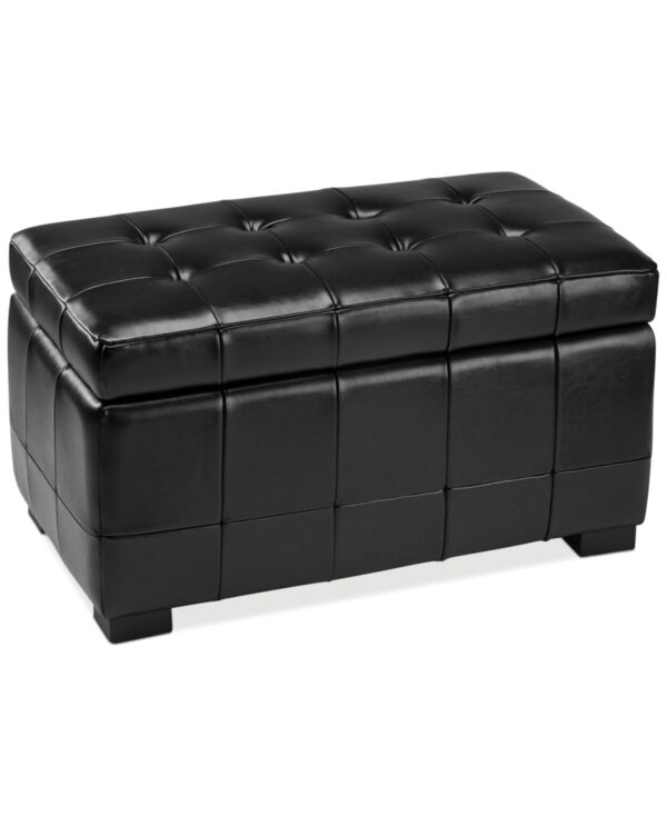 Benson Leather Storage Ottoman - Brown