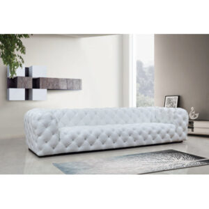 Checa Baxter 126.8" Genuine Leather Rolled Arm Chesterfield Sofa