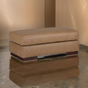 Chetana 43 Inch Ottoman, Oversized Attached Cushion, Plush Brown Leather
