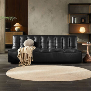 Light Luxury Modern Simple Black Sofa 82.68'' Vegan Leather Sofa