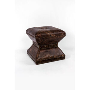 Myrtille 18" Genuine Leather Square Animal Print Ottoman