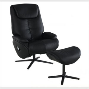 Norush 32'' Wide Genuine Leather Top Grain Leather Swivel Armchair and Ottoman