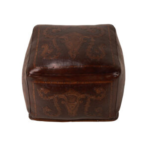 Roniel 20" Wide Genuine Leather Square Pouf Ottoman